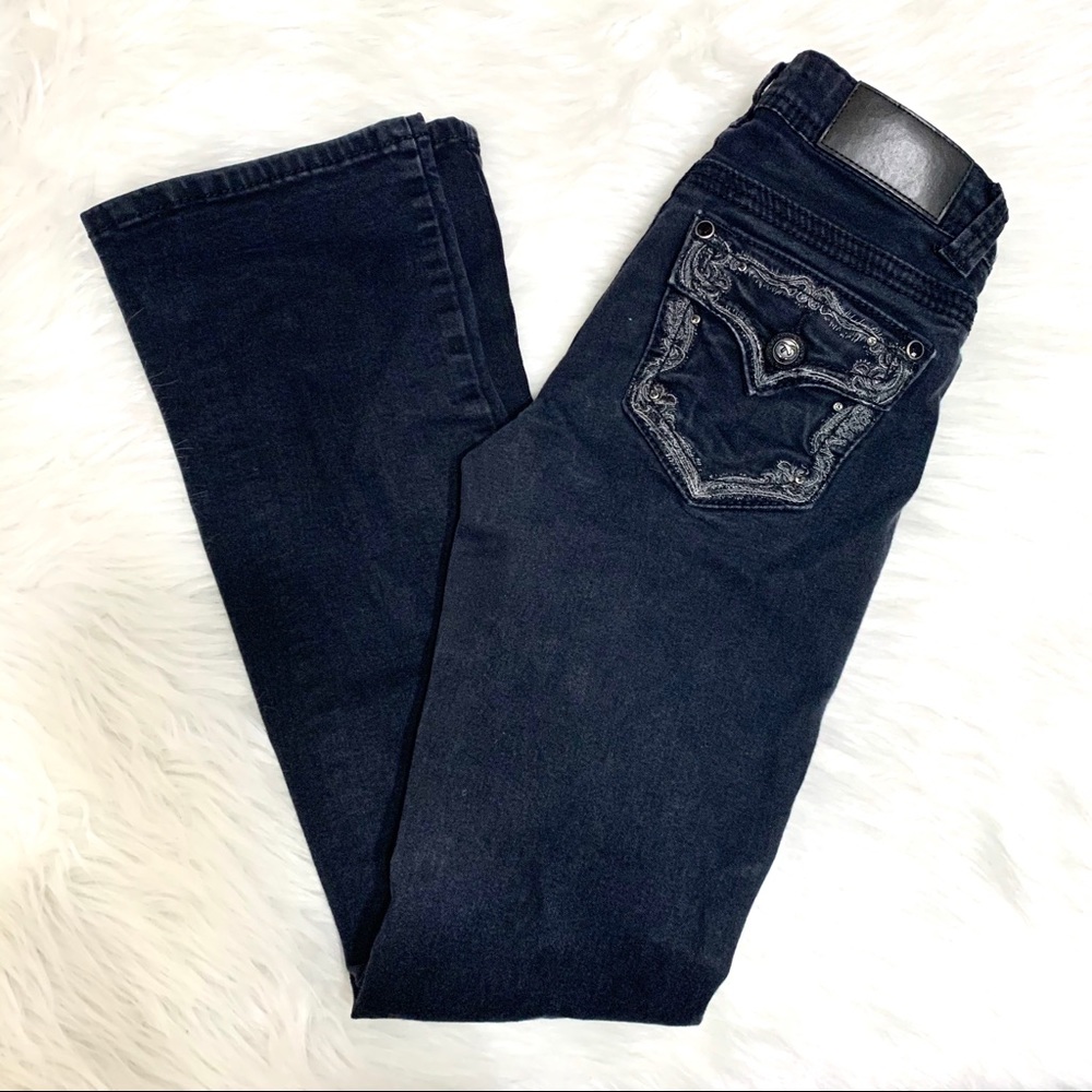 Shyanne Black Embroidered Pocket Bootcut Jeans